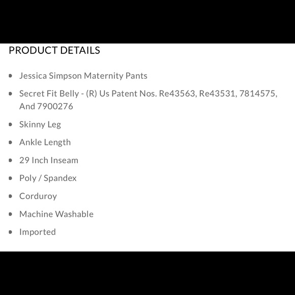 Jessica Simpson Navy Blue Cord Corduroy Maternity Jeans Pants Skinny L new NWT - Picture 8 of 8